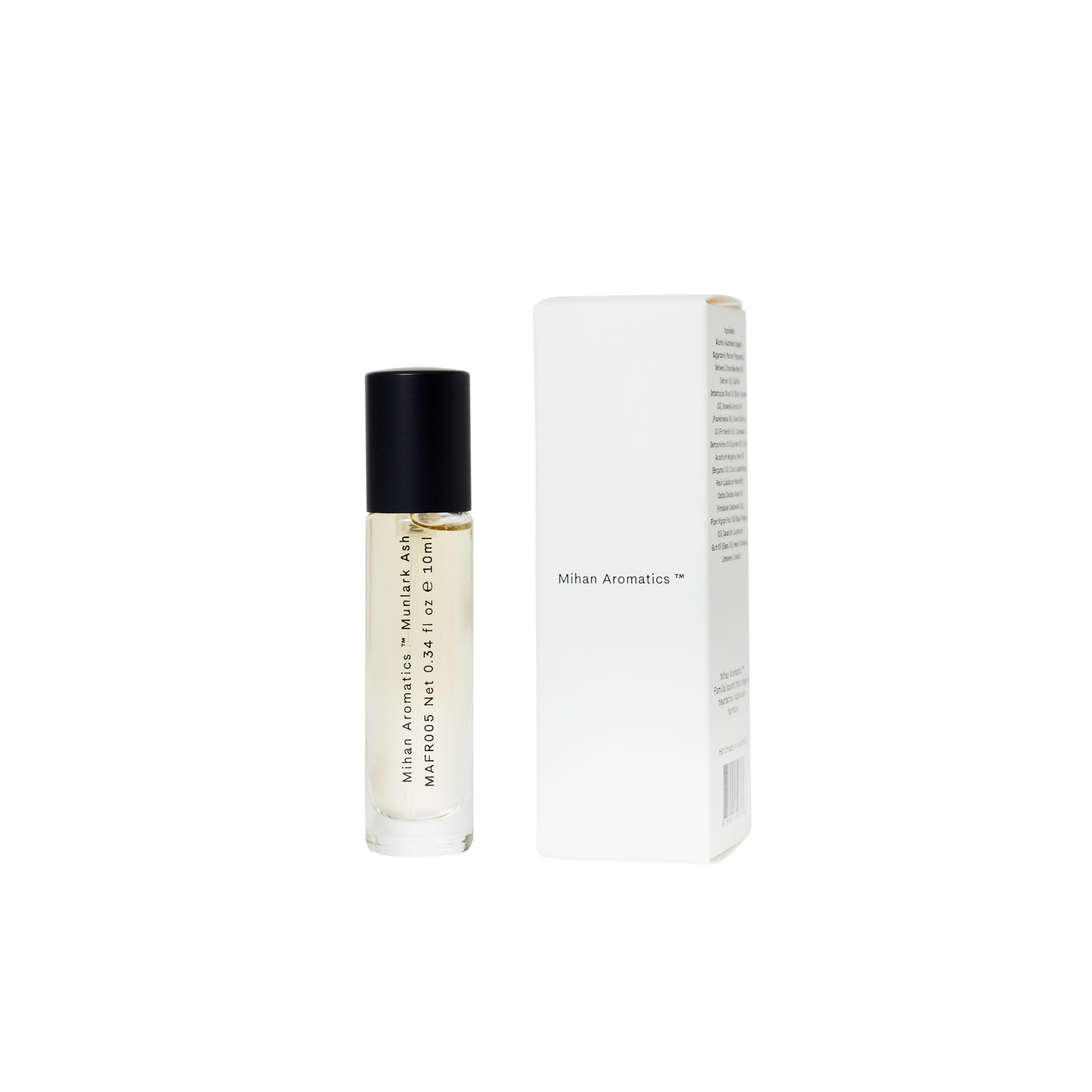 Mihan Aromatics 10ml Munlark Ash front angled view box