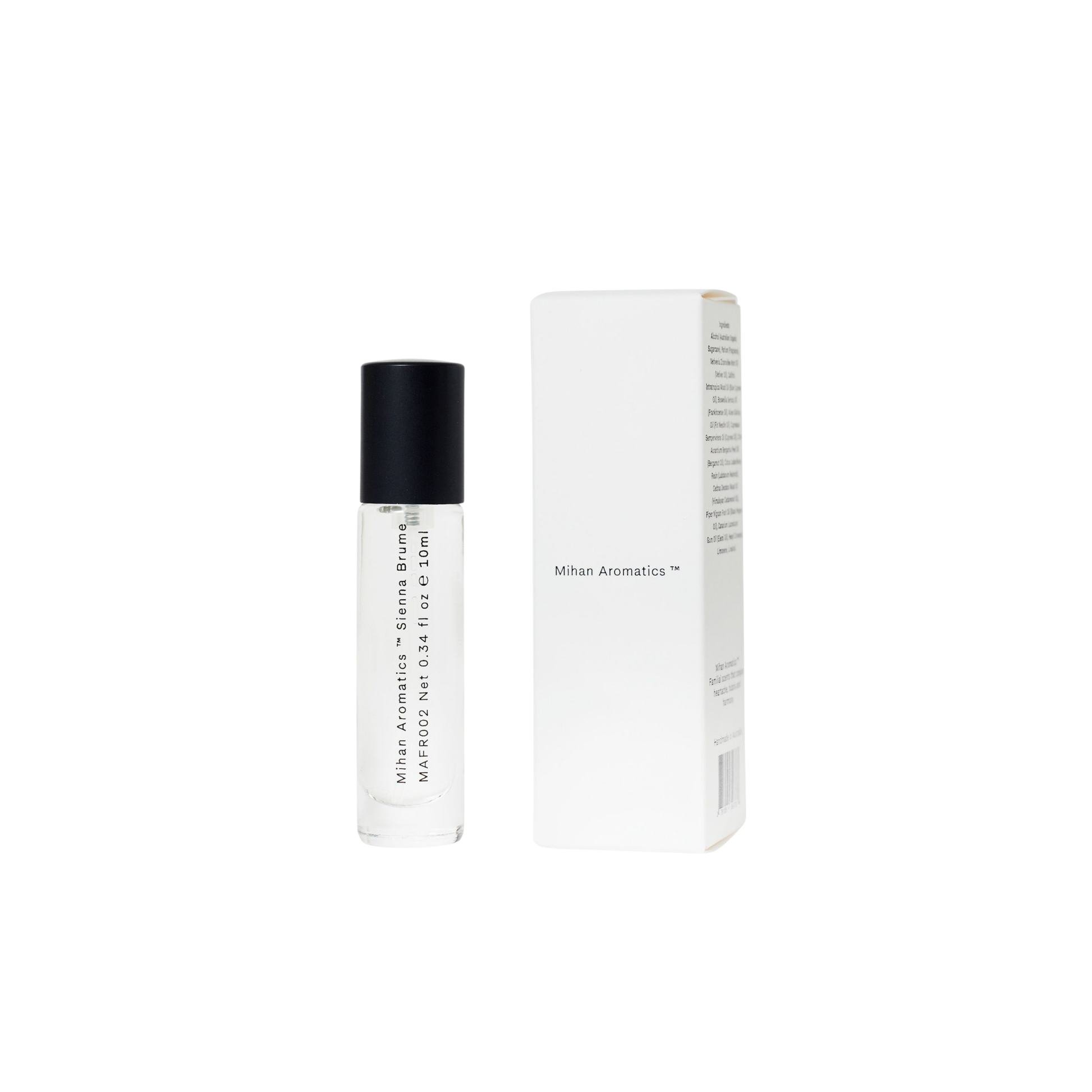Mihan Aromatics 10ml Sienna Brume front angled view box