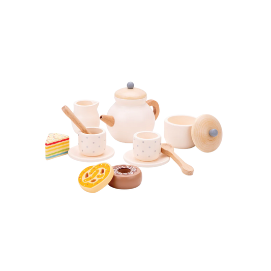 New Classic Toys wooden tea set front view 
