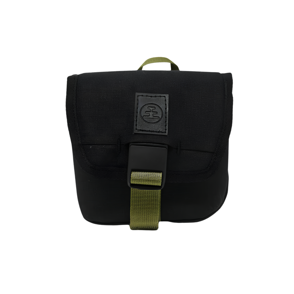 Front view of Nocs Provisions Binocular Standard Issue Pouch in charcoal black, recycled abrasion-resistant fabric with secure NocLoc closure, universal strap attachments and internal storage pocket, for a 25mm binocular.