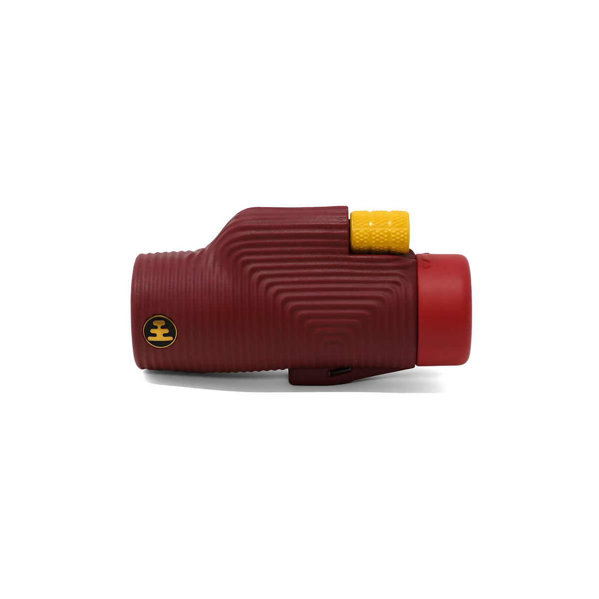 Side view of the Nocs Provisions Monocular Zoom Tube 8X32 Ember red that has fully multi-coated optics, premium BaK4, high quality optical glass, water resistant and compact.