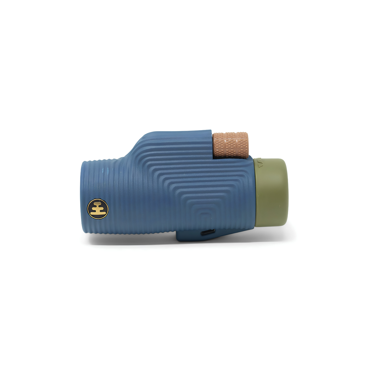 Side view of Nocs Provisions Monocular Zoom Tube 8X32 Indigo Blue that has fully multi-coated optics, premium BaK4, high quality optical glass, water resistant and compact.