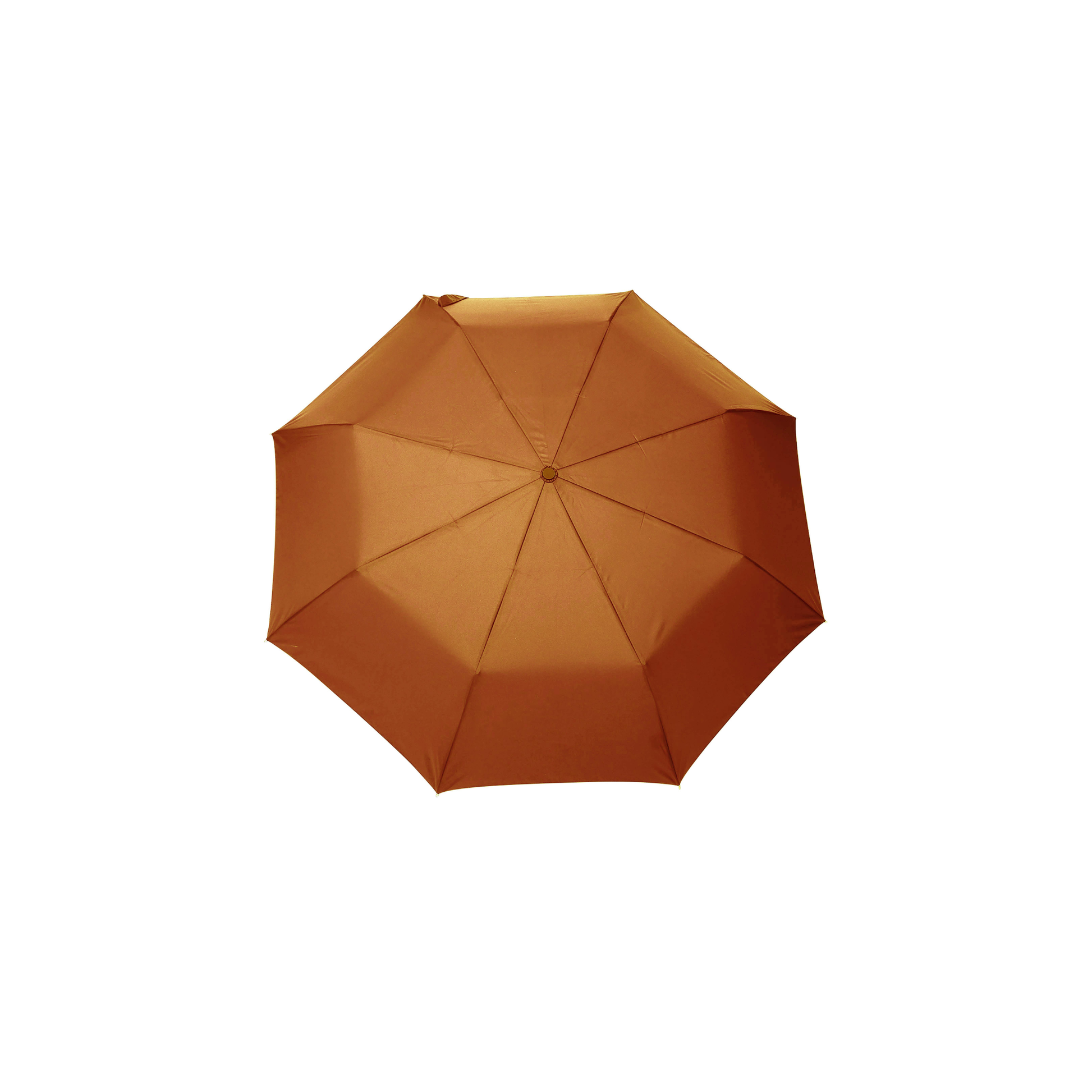Top view of the Original Duckhead Duck Umbrella Compact Mocha Mousse from 100% recycled plastic bottles and robust to keep you dry, it fits into any backpack or tote bag, it is wind resistant, has automatic open button and high-strength steel frame. For everyday use no matter the weather.