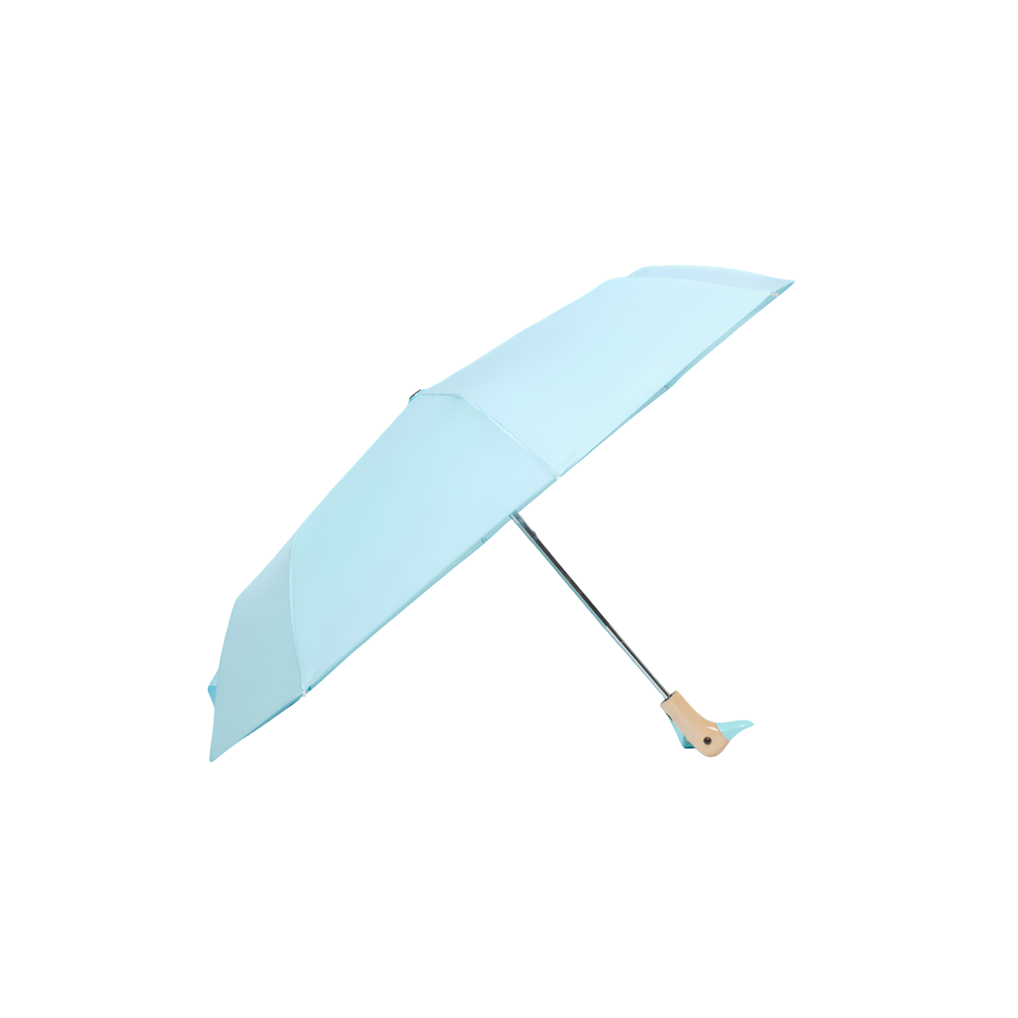 Side view of the Original Duckhead Duck Umbrella Compact Popsicle Blue or sky inspired, from sustainable materials.