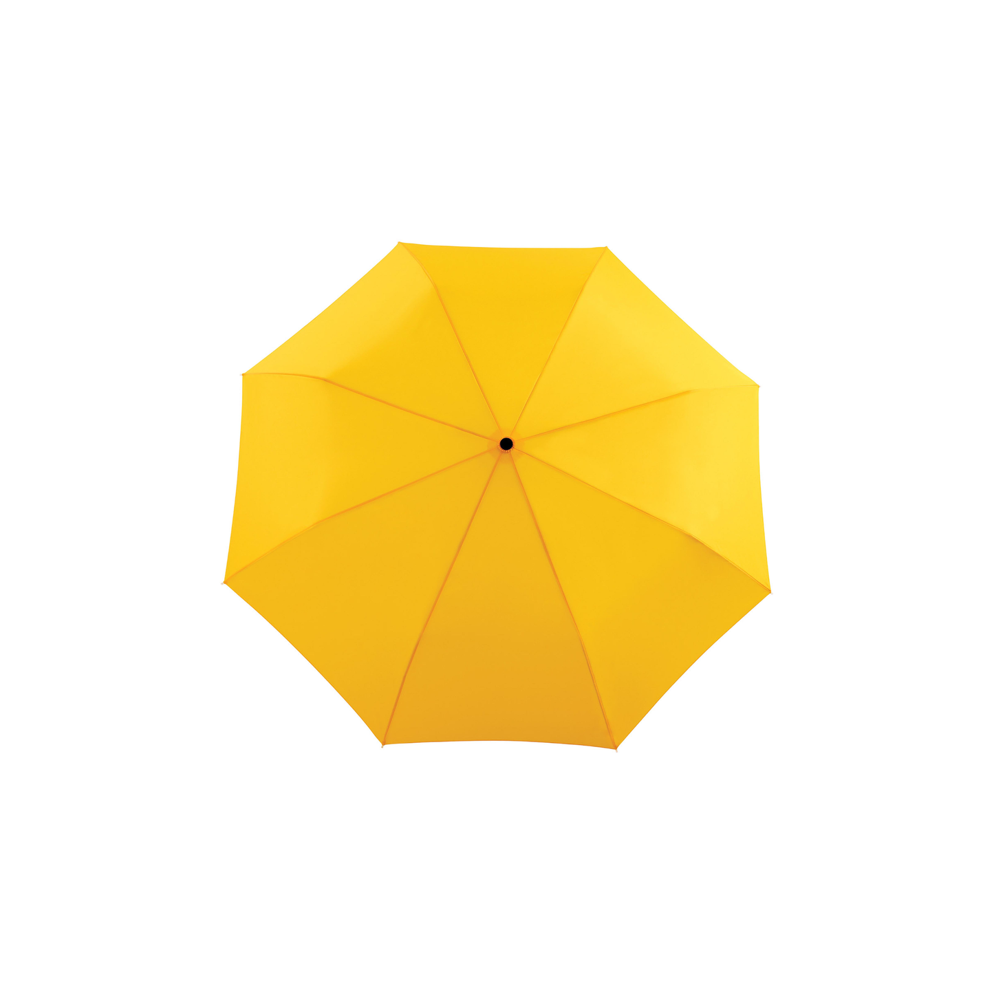 Top view of the Original Duckhead Duck Umbrella Compact Yellow from 100% recycled plastic bottles and robust to keep you dry, it fits into any backpack or tote bag, it is wind resistant, has automatic open button and high-strength steel frame. For everyday use no matter the weather.