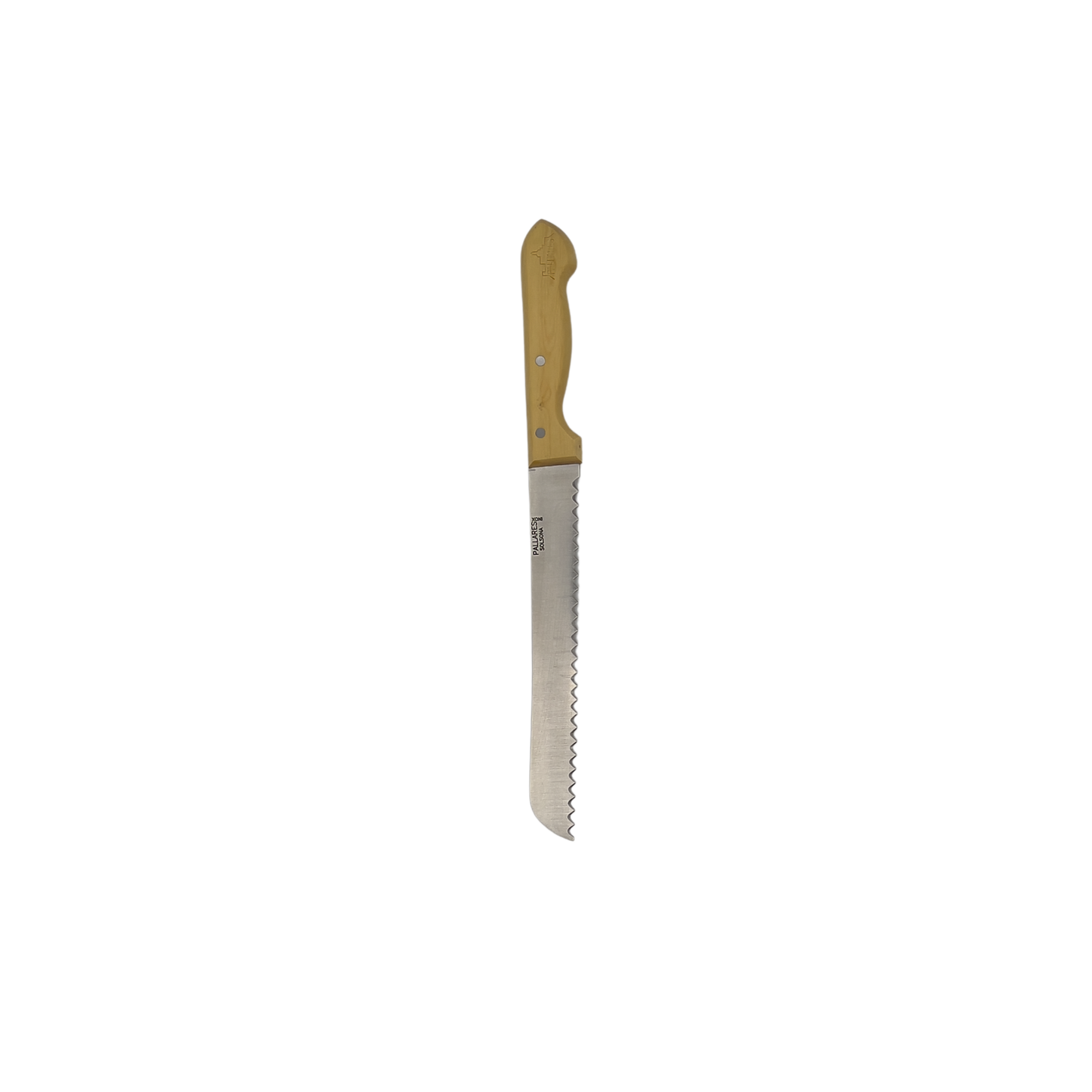 Pallares Solsona 22cm stainless steel bread knife with boxwood handle front view