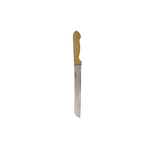 Pallares Solsona 22cm stainless steel bread knife with boxwood handle front view
