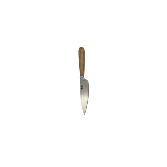 Pallares Solsona 13cm carbon steel kitchen knife with boxwood handle front view