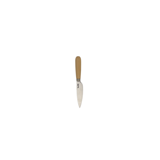 Pallares Solsona 9cm carbon steel kitchen knife with boxwood handle front view