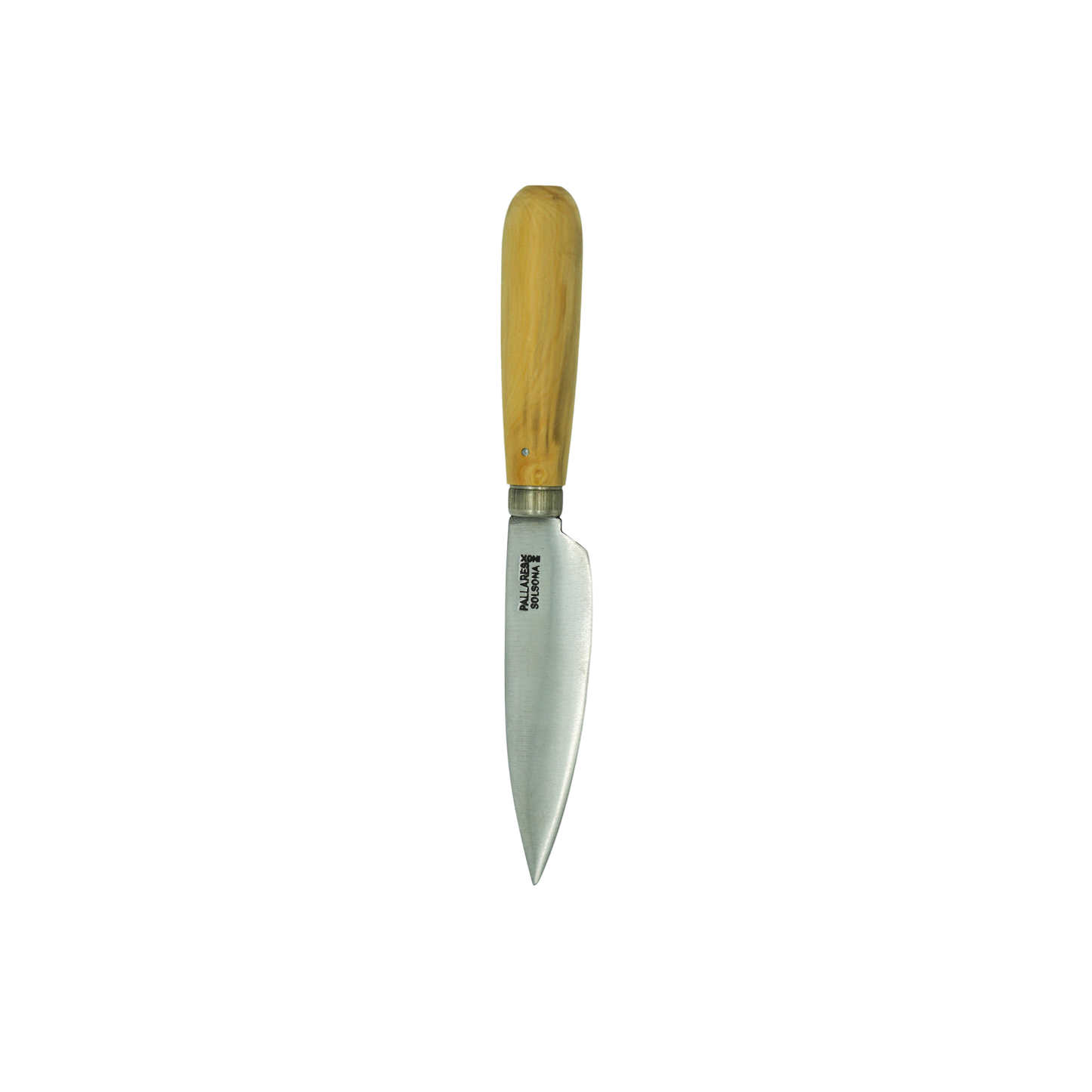 Tip down view of the Pallares Solsona Kitchen Knife 9cm Wide Blade Stainless Steel Boxwood Handle