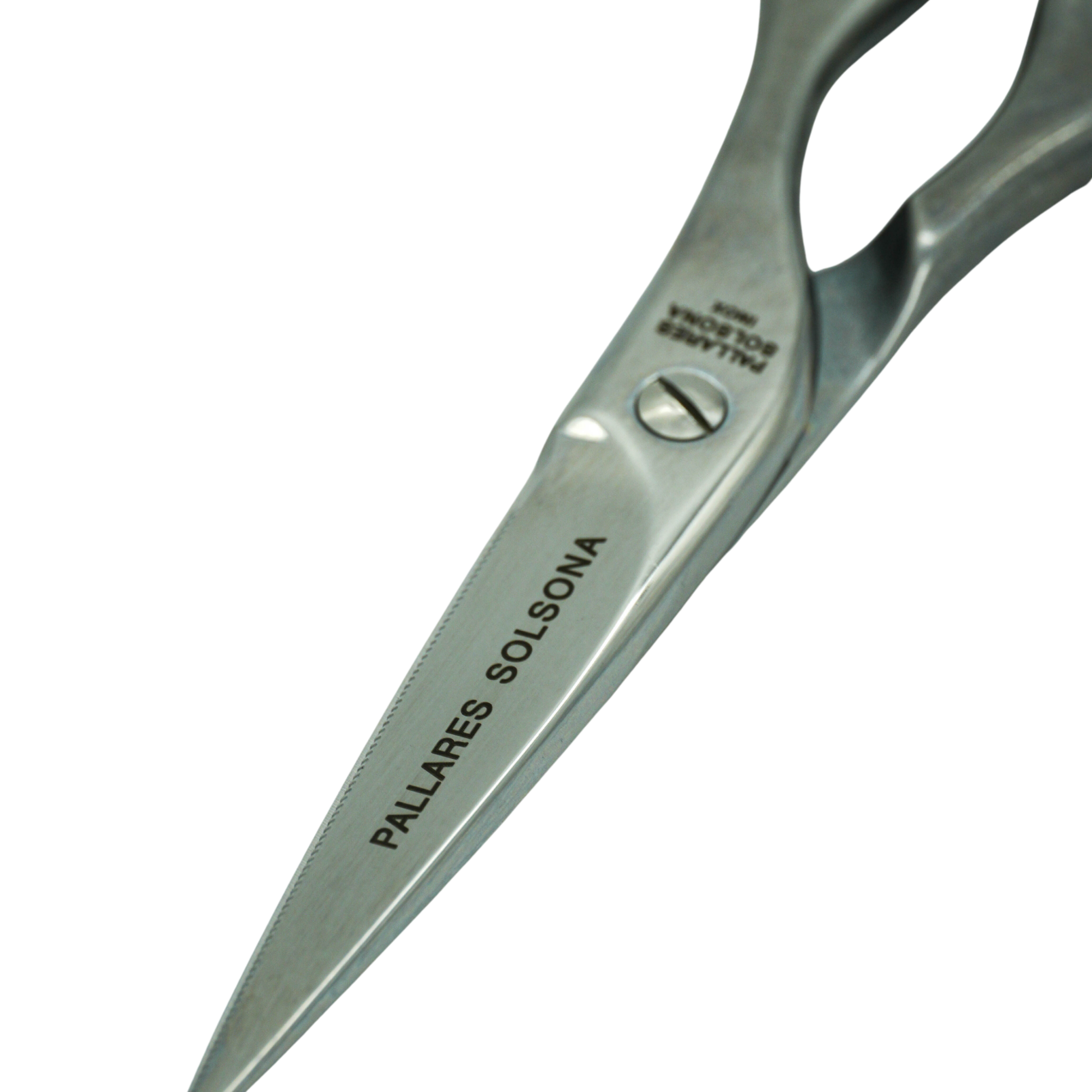 Close up on the logo of the Pallares Solsona Kitchen Scissors Master 20cm Stainless Steel