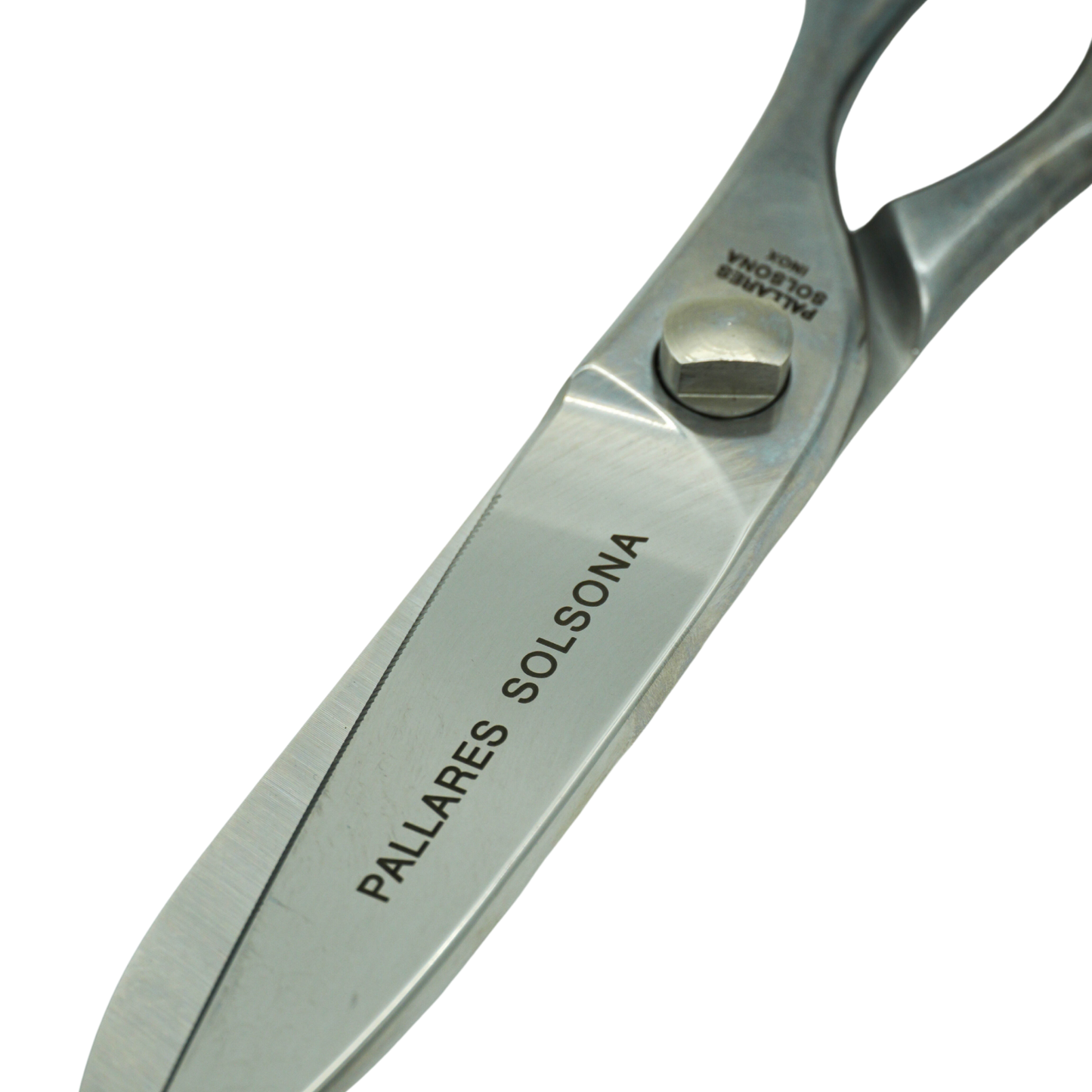 Close up on the logo of the Pallares Solsona Kitchen Scissors Professional 24cm Stainless Steel