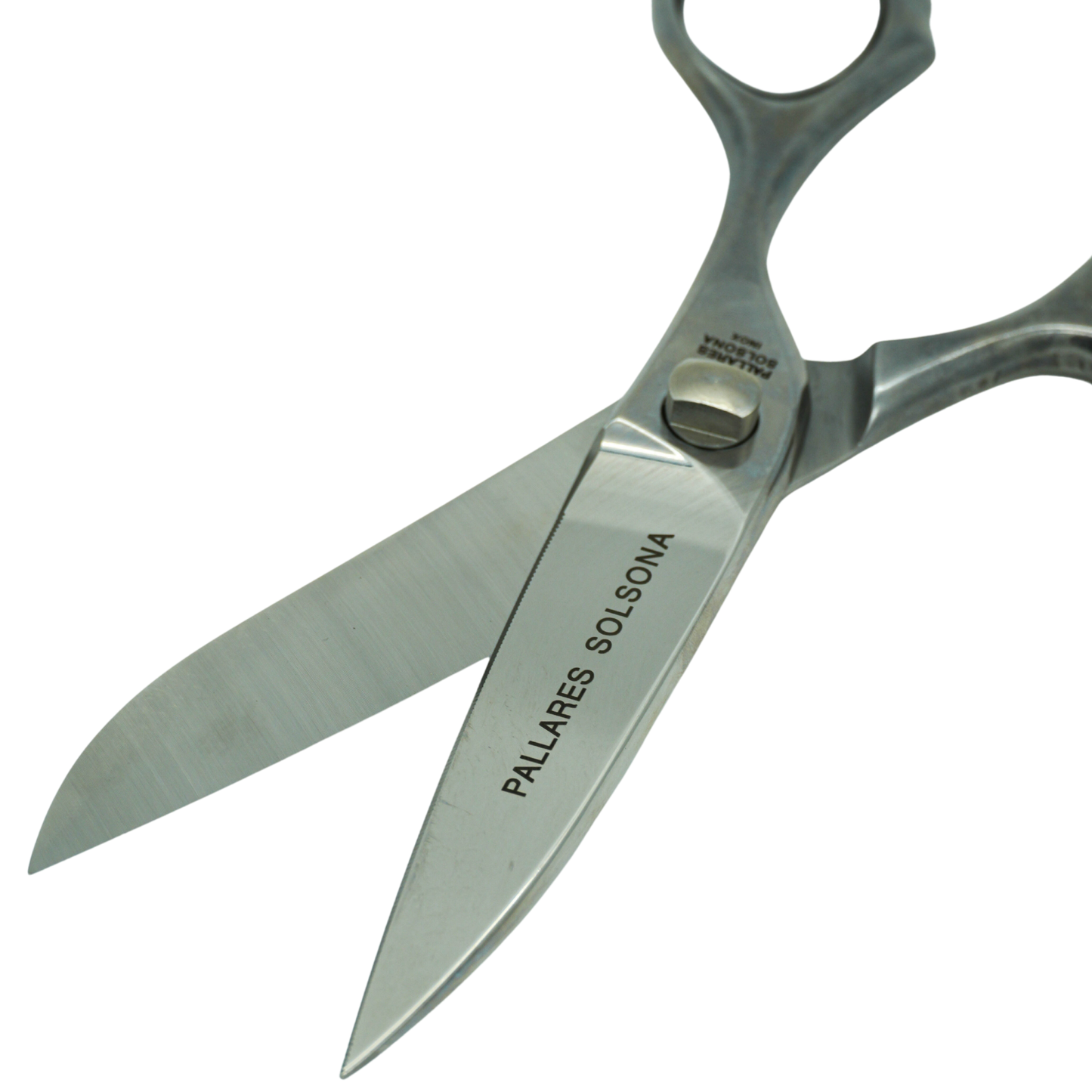 Open and showing the logo of the Pallares Solsona Kitchen Scissors Professional 24cm Stainless Steel