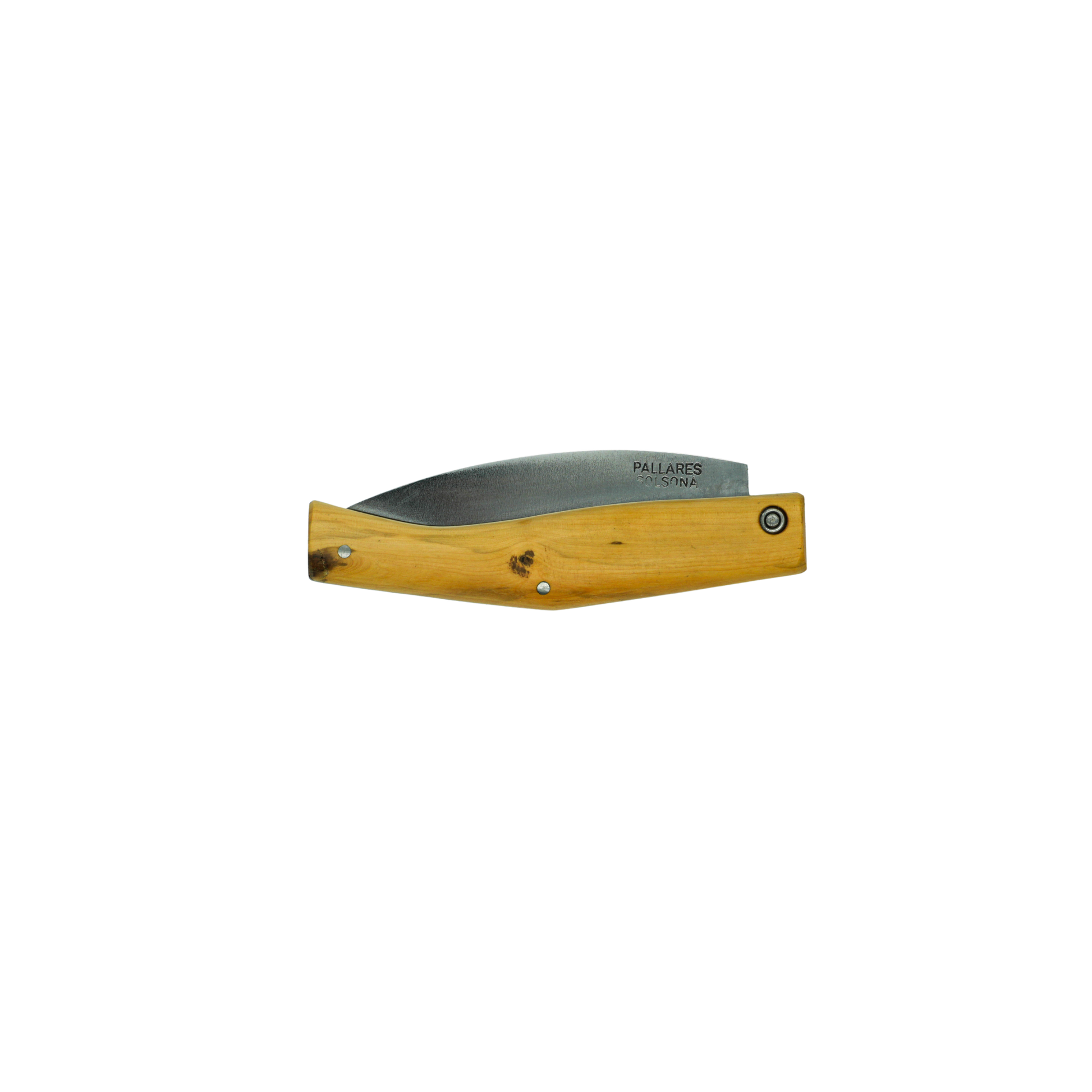 Side view of the close knife from Pallares Solsona Pocket Knife Busa 8cm Carbon Steel Boxwood Handle