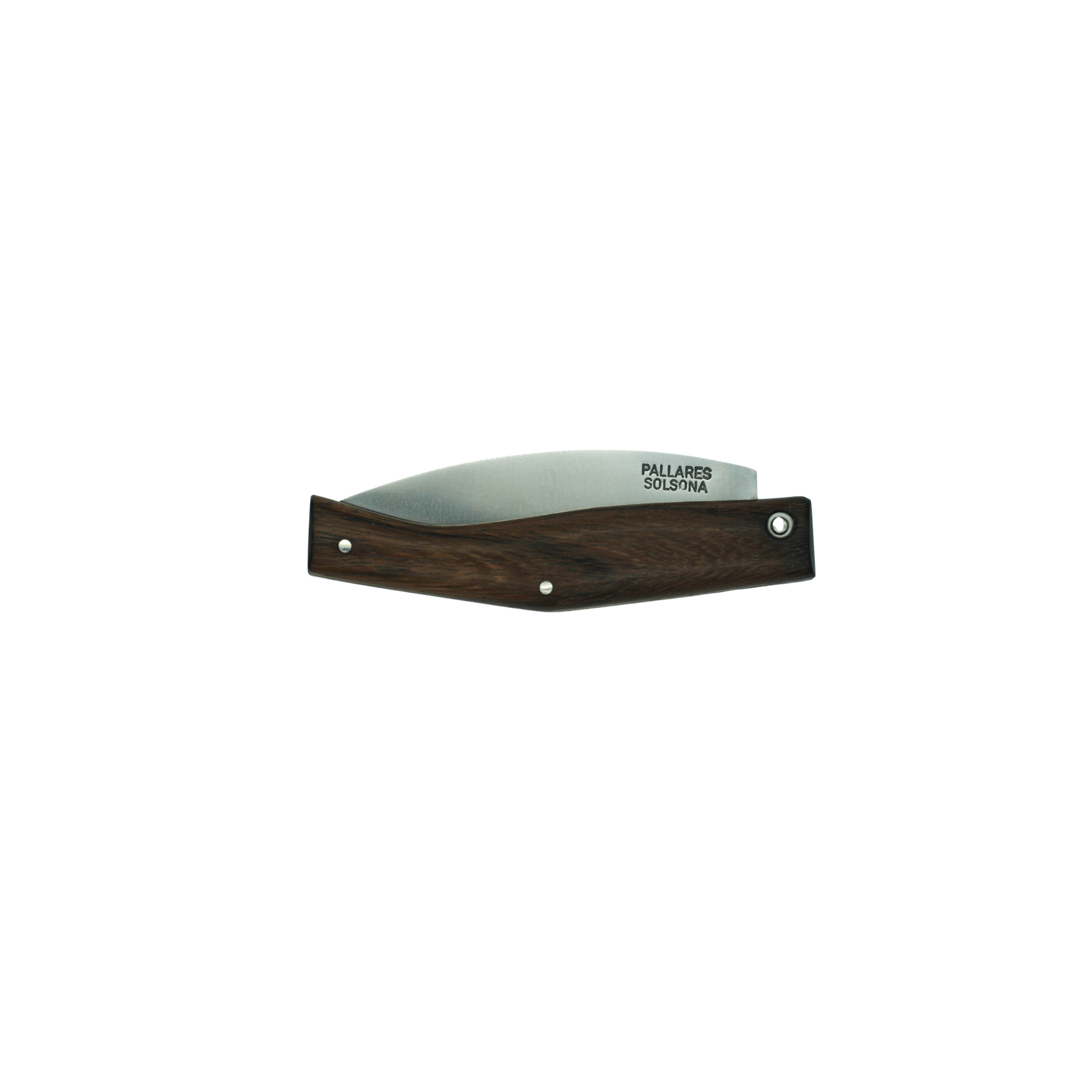 Side view of the close knife from Pallares Solsona Pocket Knife Busa 8cm Carbon Steel Rosewood Handle