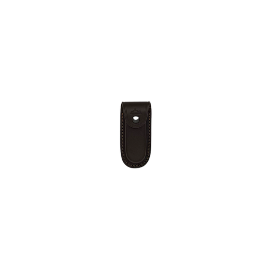 Pallares Solsona pocket knife leather pouched front view closed 