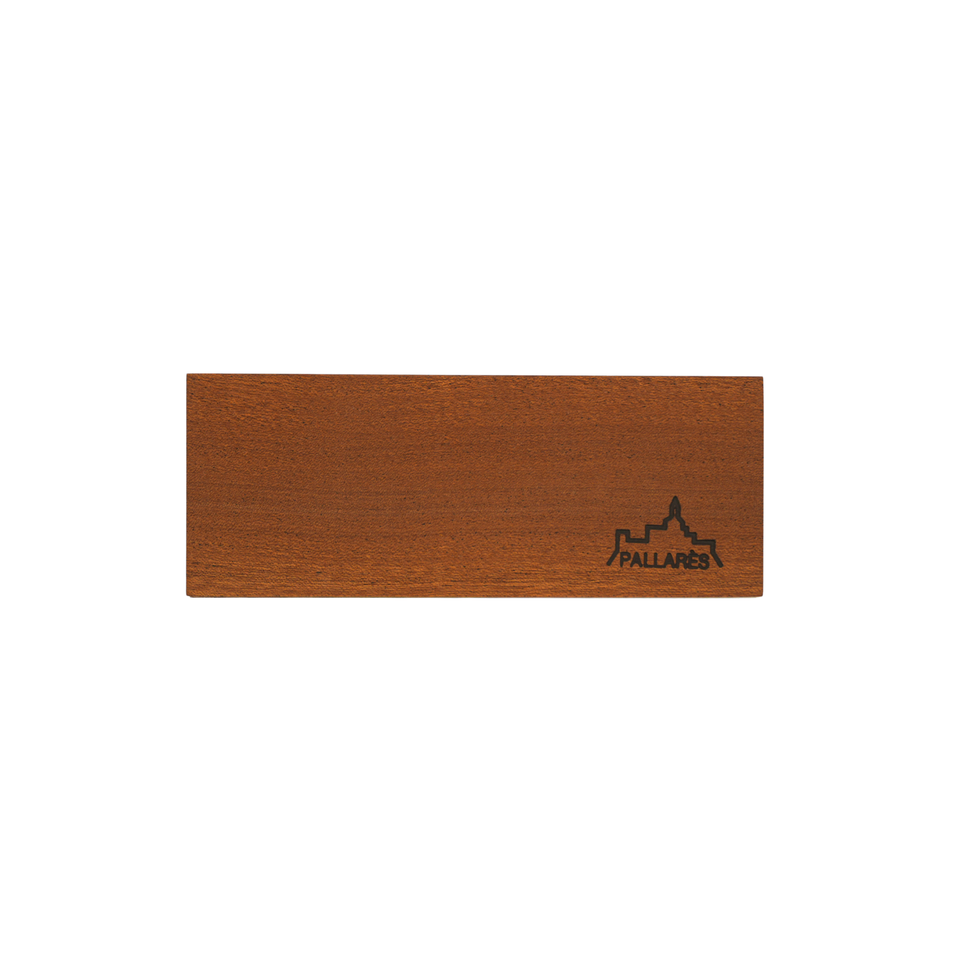 Close wooden box with a logo that is the Pallares Solsona Pocket Knife Wood Gift Box