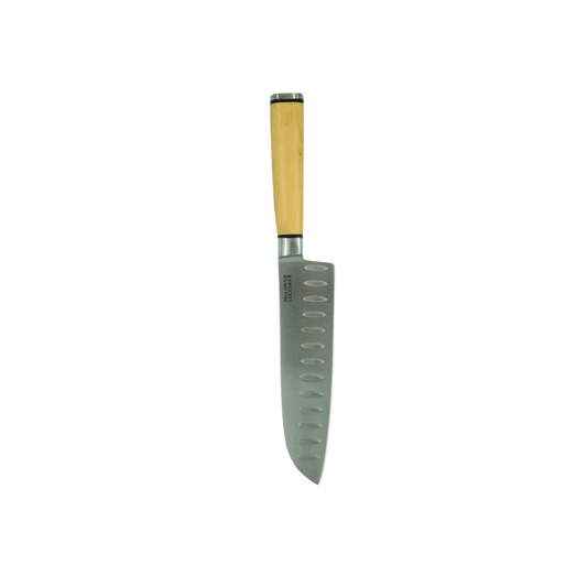 Tip down view of the Pallares Solsona Santoku Knife 17cm Stainless Steel Boxwood Handle
