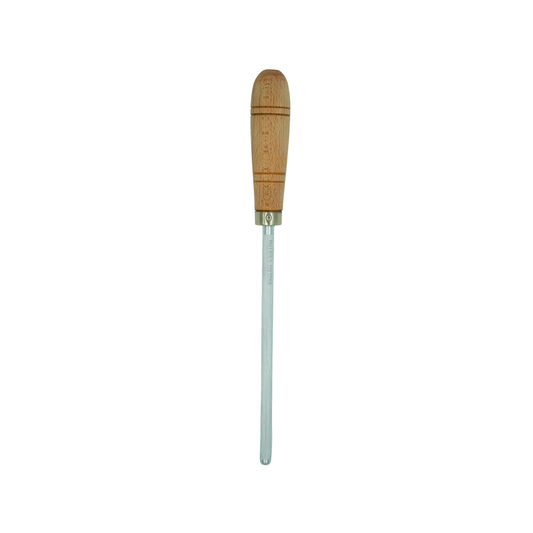 Tip down view of the Pallares Solsona Sharpening Steel 20cm Beech Handle