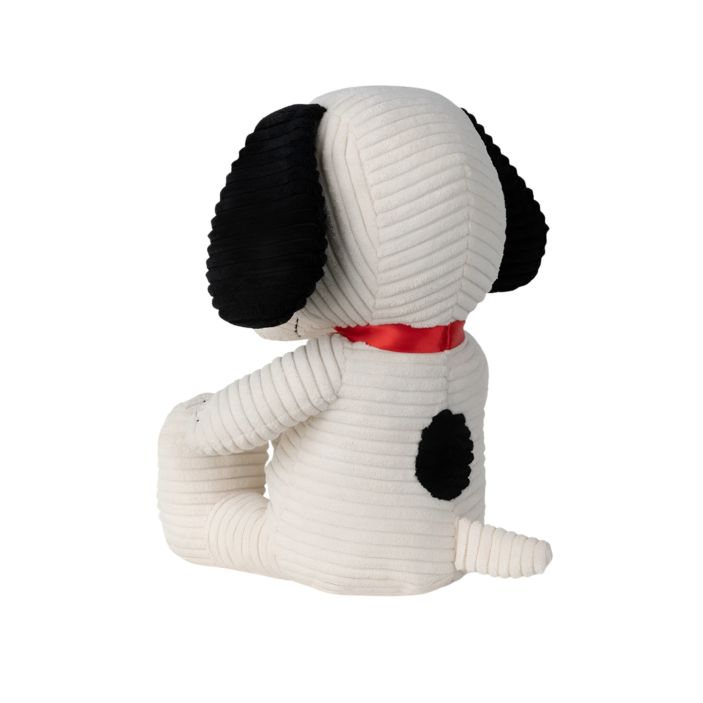Back view of the Peanuts Snoopy Corduroy 27cm Cream, made from best corduroy, hand made and contains 100% recycled polyester, the world famous dog Snoopy can be paired with his little yellow friend Woodstuck.