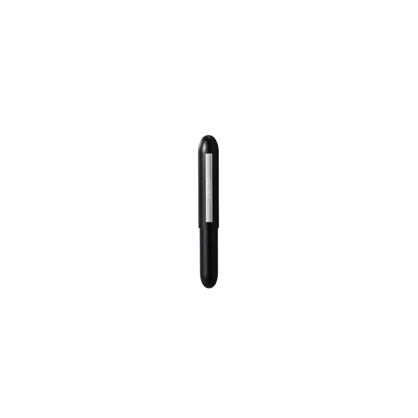 Front view of the close Penco Bullet Ballpoint Pen Black that is a Japanese made brass body, with an impressive heft for a pocket friendly option, with black ink and at 9.3cm long when closed