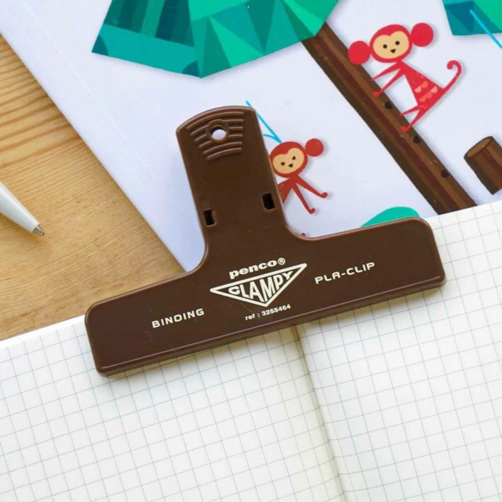 Penco plastic brown clip on grid notebook
