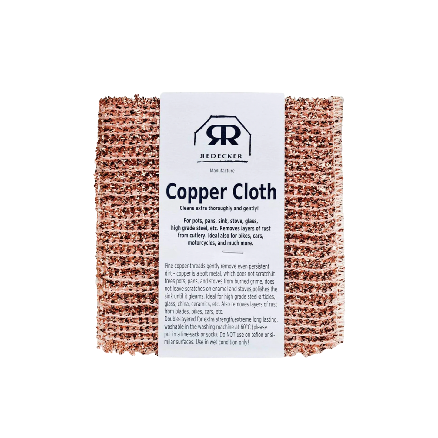 Redecker copper cloth 2 pack in cardboard sleeve packaging front view 