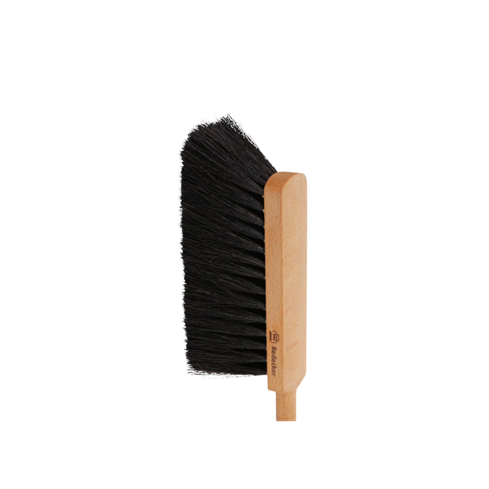 Redecker dust pan brush close up on bristles and head of brush