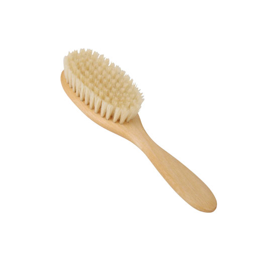 Redecker child's hair brush front view of handle and bristles