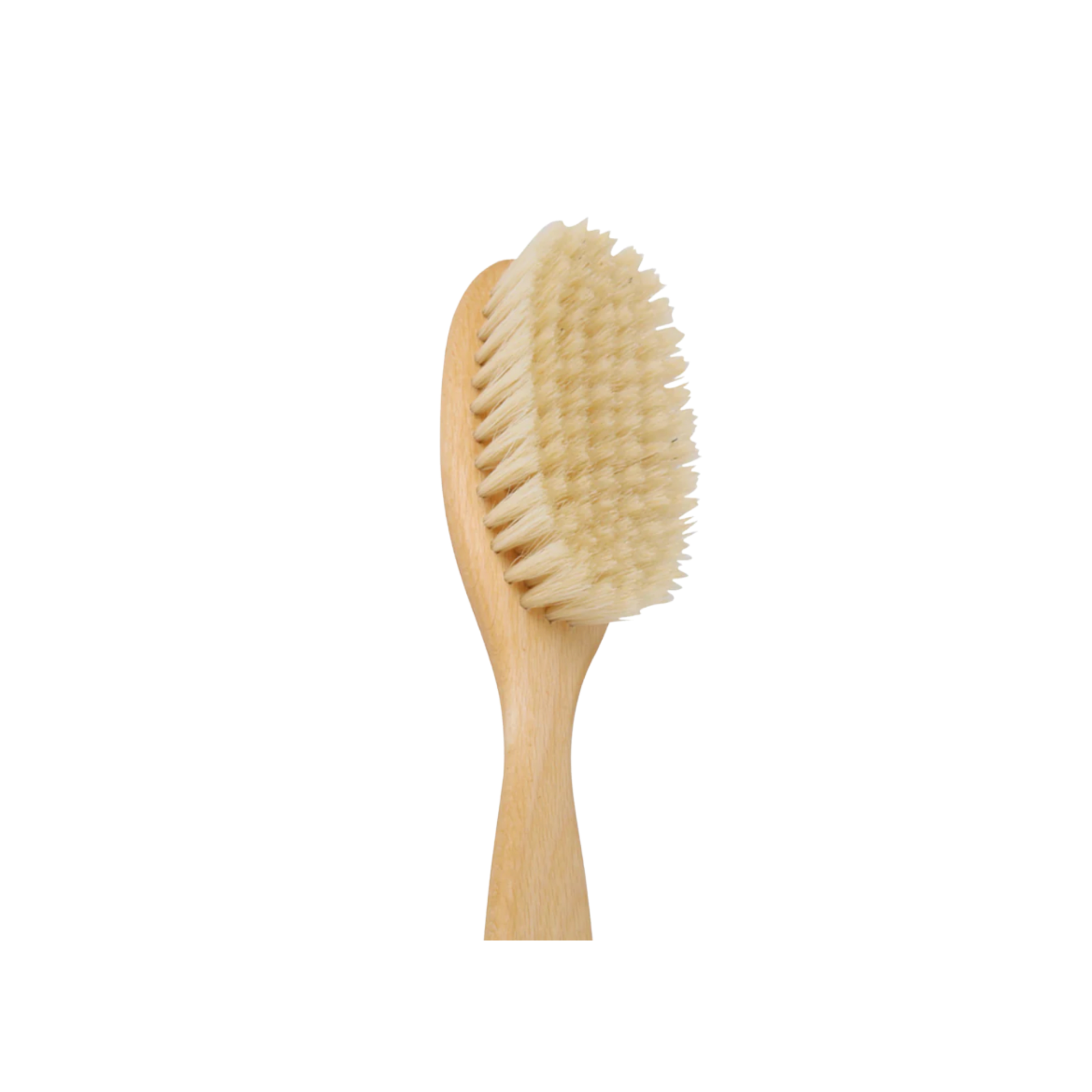 Close up of Redecker child hair brush head and bristles
