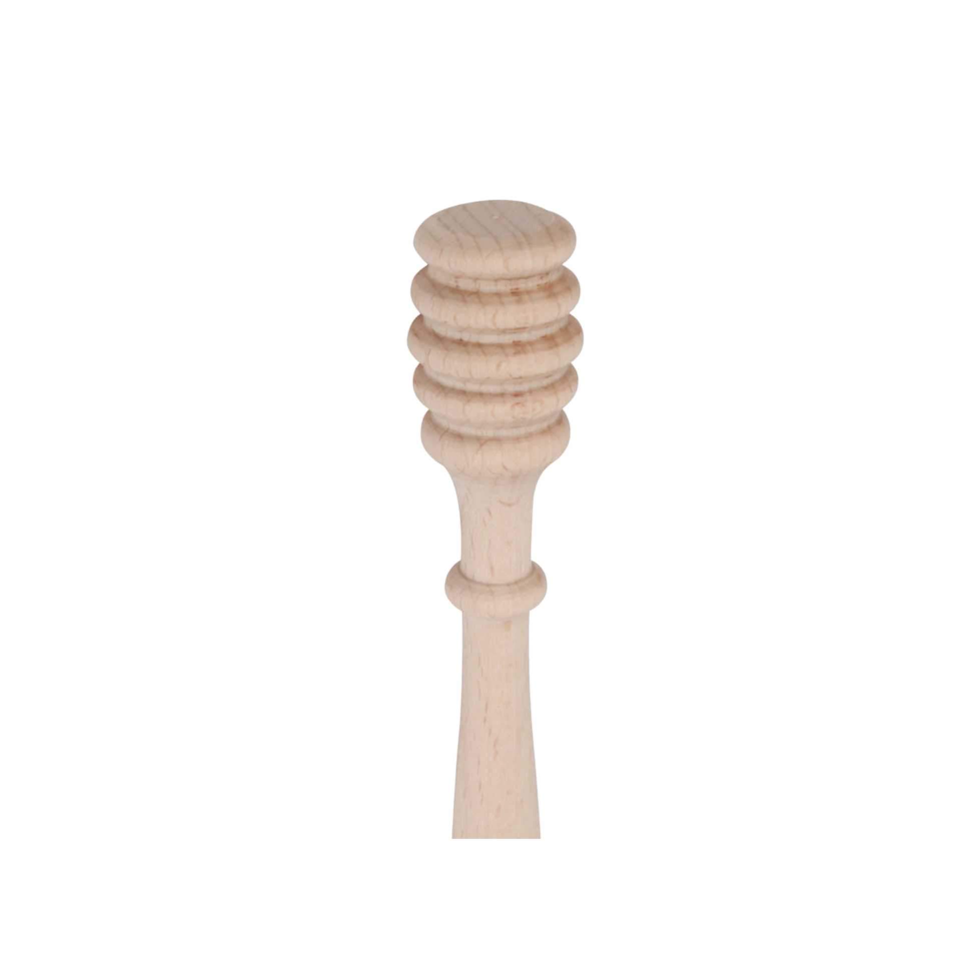 Redecker wooden honey spoon close up on grooves of head 