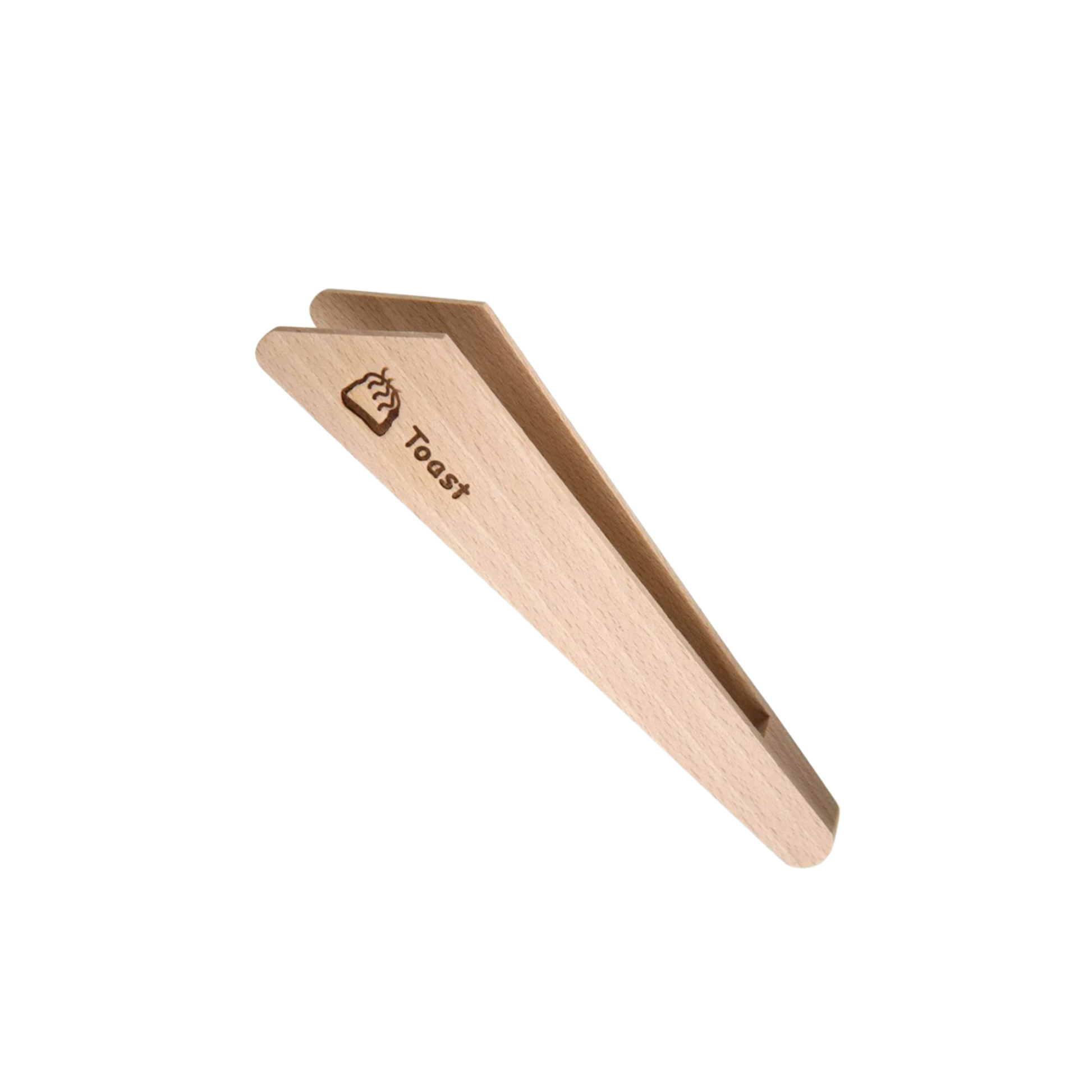Redecker wooden toast tongs angled front view