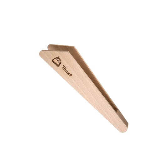 Redecker wooden toast tongs angled front view