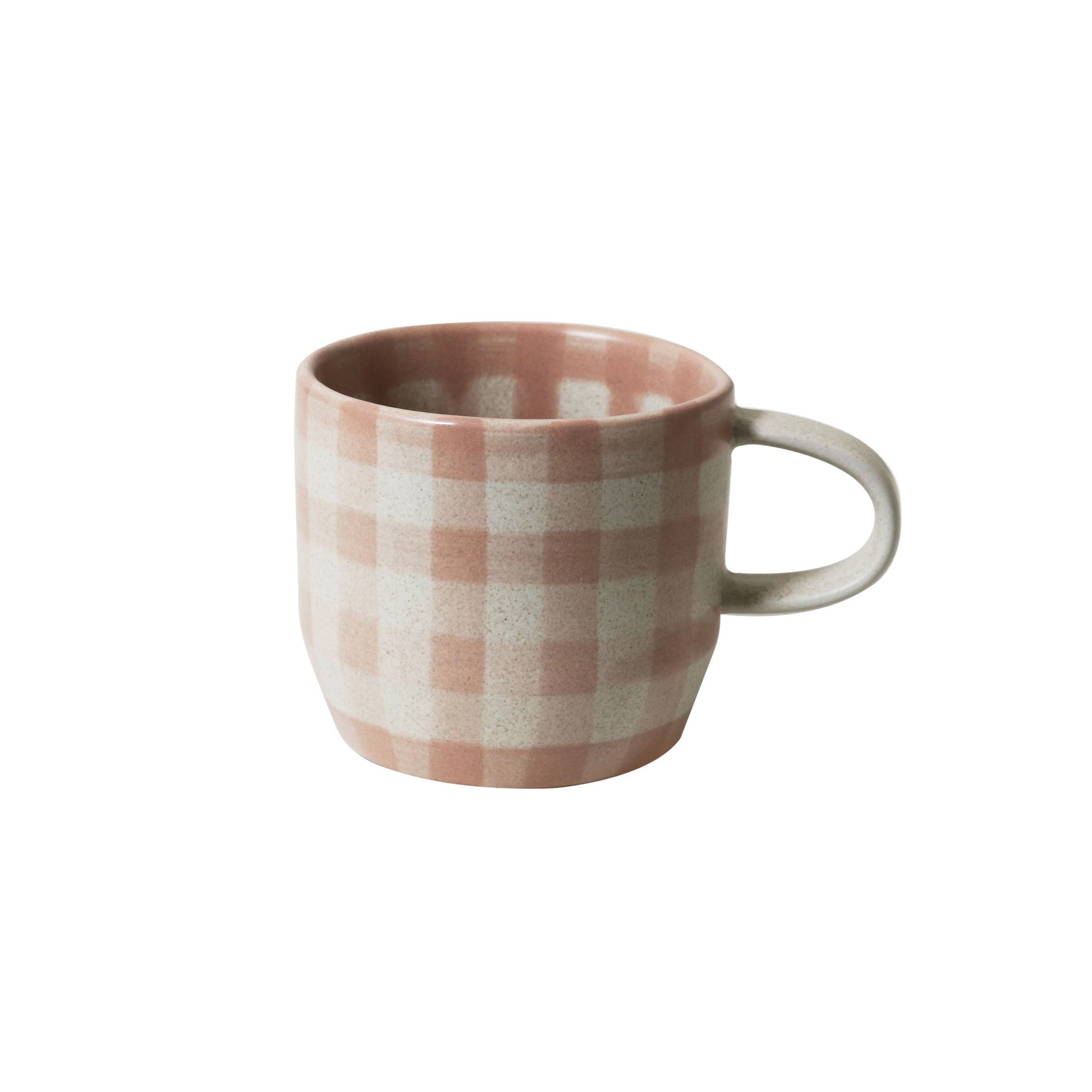 Robert Gordon cats pyjamas mug soft terracotta check side view