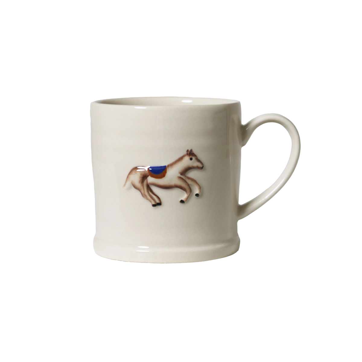 Front view of the Robert Gordon Favourite Things Mug Large made from stoneware with Horse motif painted by hand with 310ml capacity.