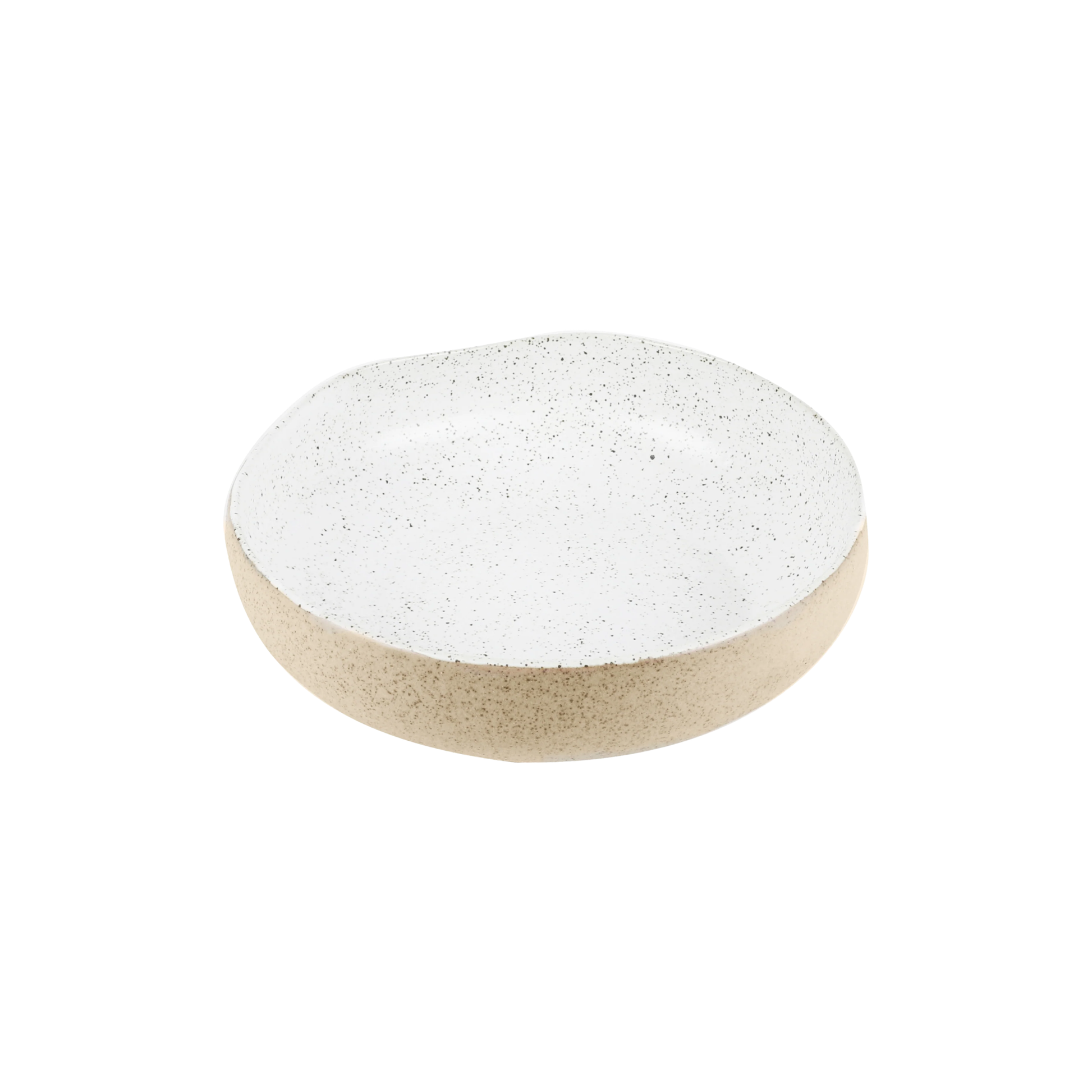 Semi top view of the Robert Gordon Garden To Table Bowl 21cm Beige and white Earthly clay body with light organic glaze, hand crafted made from stoneware, microwave and dishwasher safe, designed in Australia, made in China.