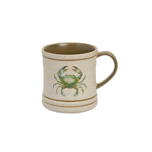 Semi top view of the Robert Gordon Mug from Australian artist Michelle Turner featuring Mud Crab illustration for a nostalgic coastal summers.