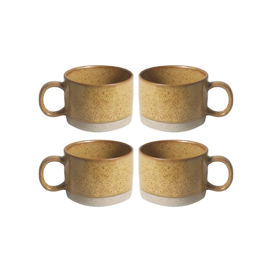 Side view of one of the Robert Gordon Mineral Mugs (set of 4) Citrine 270ml capacity signature artisan craftmanship reactive glaze finish with speckles, made from durable stoneware, microwave and dishwasher safe, designed in Australia, made in China.