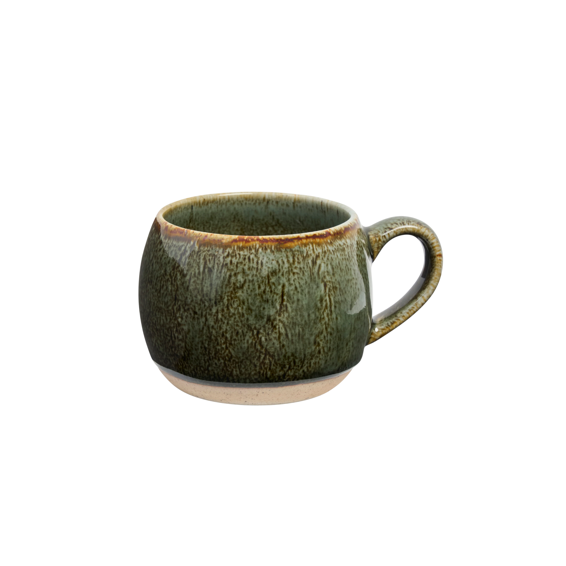 Semi top view of the mug from the Robert Gordon Mineral Mugs (set of 4) Serpentine featuring reactive glaze finish over an earthly clay body durable stoneware.