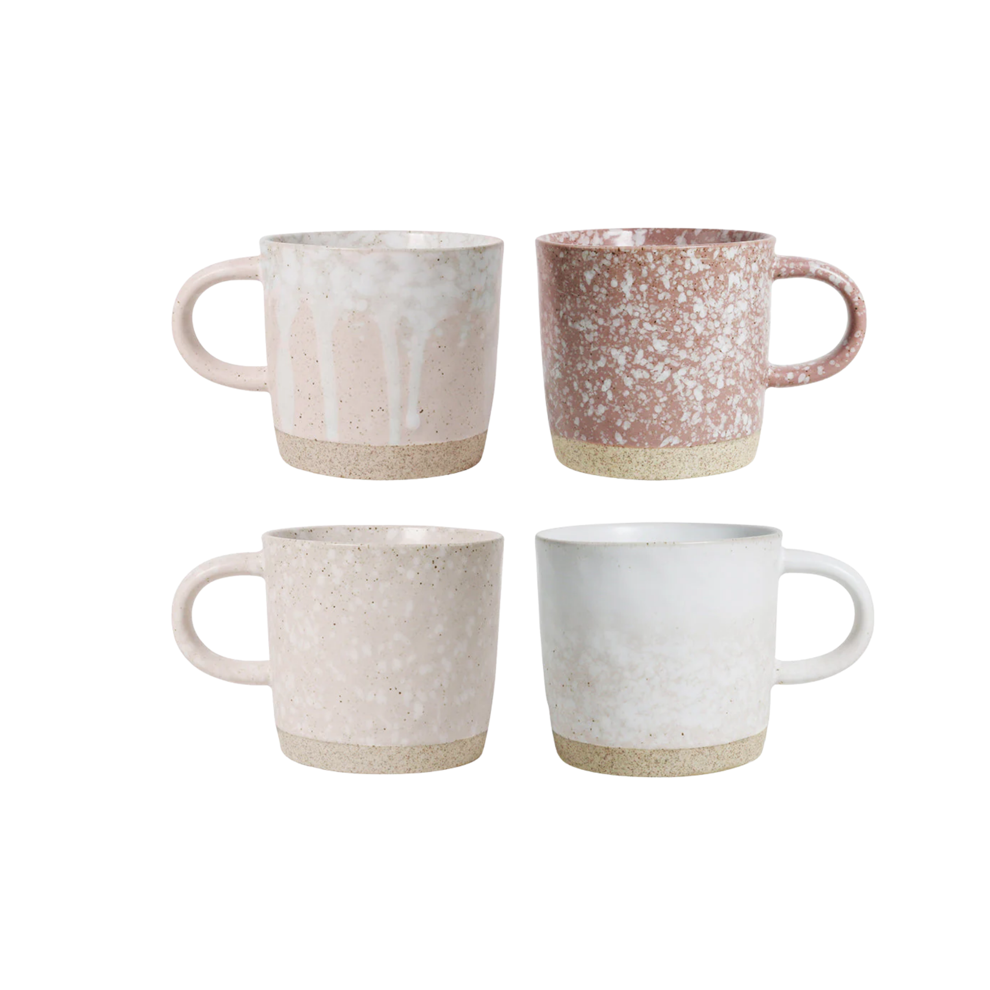 Robert Gordon set of 4 stoneware pink mugs side views