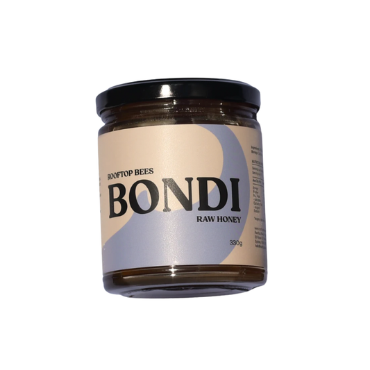 Rooftop Bees Bondi raw honey front view of jar and label 