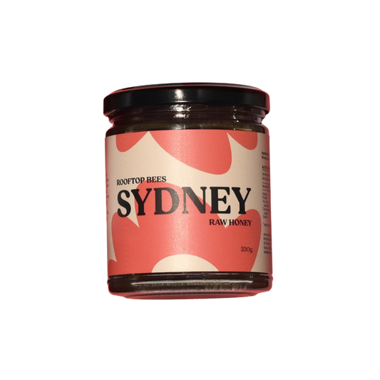 Rooftop Bees Sydney raw honey front view of jar and label 