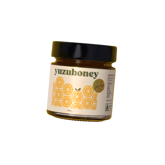 Rooftop Bees yuzu honey front view of jar and lablel