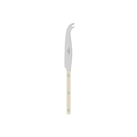 Sabre Paris Bistrot Cheese Knife 24 cm Ivory- stainless steel and nylon cheese knife with dual-prong tip, café-inspired design, gloss or vintage finish, ideal for serving and slicing assorted cheeses.