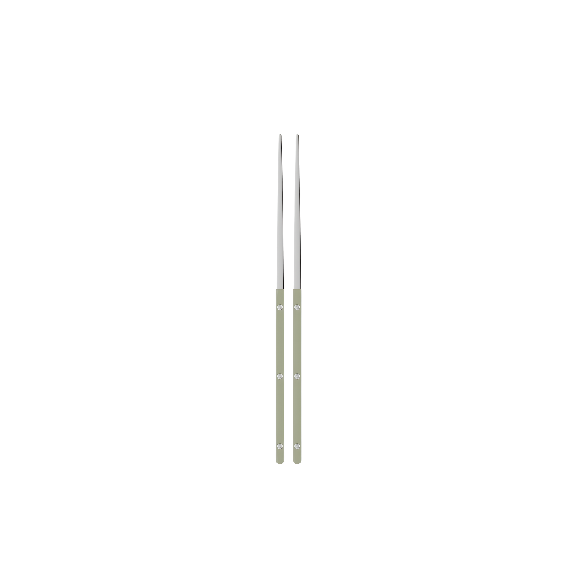 Sabre Bistrot Cutlery Chopsticks 23cm (pair) Asparagus, which is made from Inox 18/10 - Manche nylon, not dishwasher safe and not suitable in microwave oven, ergonomic design for comfortable grip, ideal for enjoying dishes such as sushi or noodles.