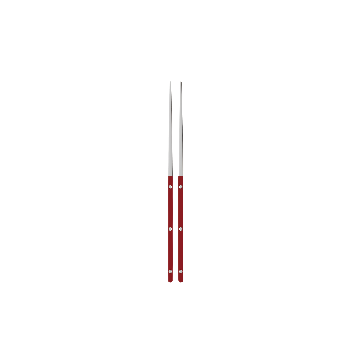 Sabre Bistrot Cutlery Chopsticks 23cm (pair) Burgundy, which is made from Inox 18/10 - Manche nylon, not dishwasher safe and not suitable in microwave oven, ergonomic design for comfortable grip, ideal for enjoying dishes such as sushi or noodles.