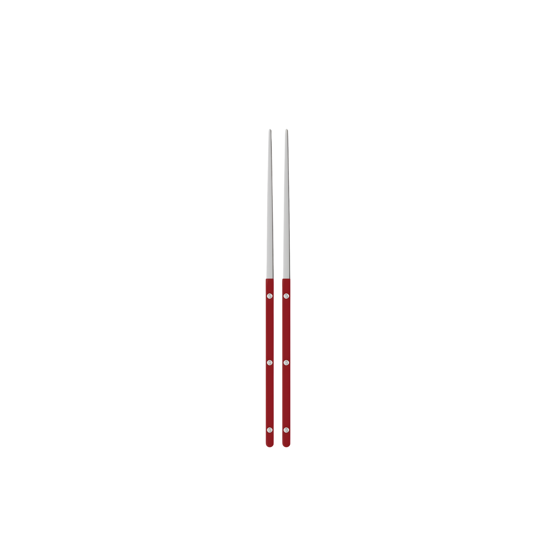 Sabre Bistrot Cutlery Chopsticks 23cm (pair) Burgundy, which is made from Inox 18/10 - Manche nylon, not dishwasher safe and not suitable in microwave oven, ergonomic design for comfortable grip, ideal for enjoying dishes such as sushi or noodles.