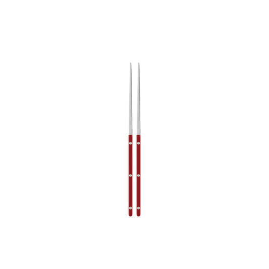 Sabre Bistrot Cutlery Chopsticks 23cm (pair) Burgundy, which is made from Inox 18/10 - Manche nylon, not dishwasher safe and not suitable in microwave oven, ergonomic design for comfortable grip, ideal for enjoying dishes such as sushi or noodles.