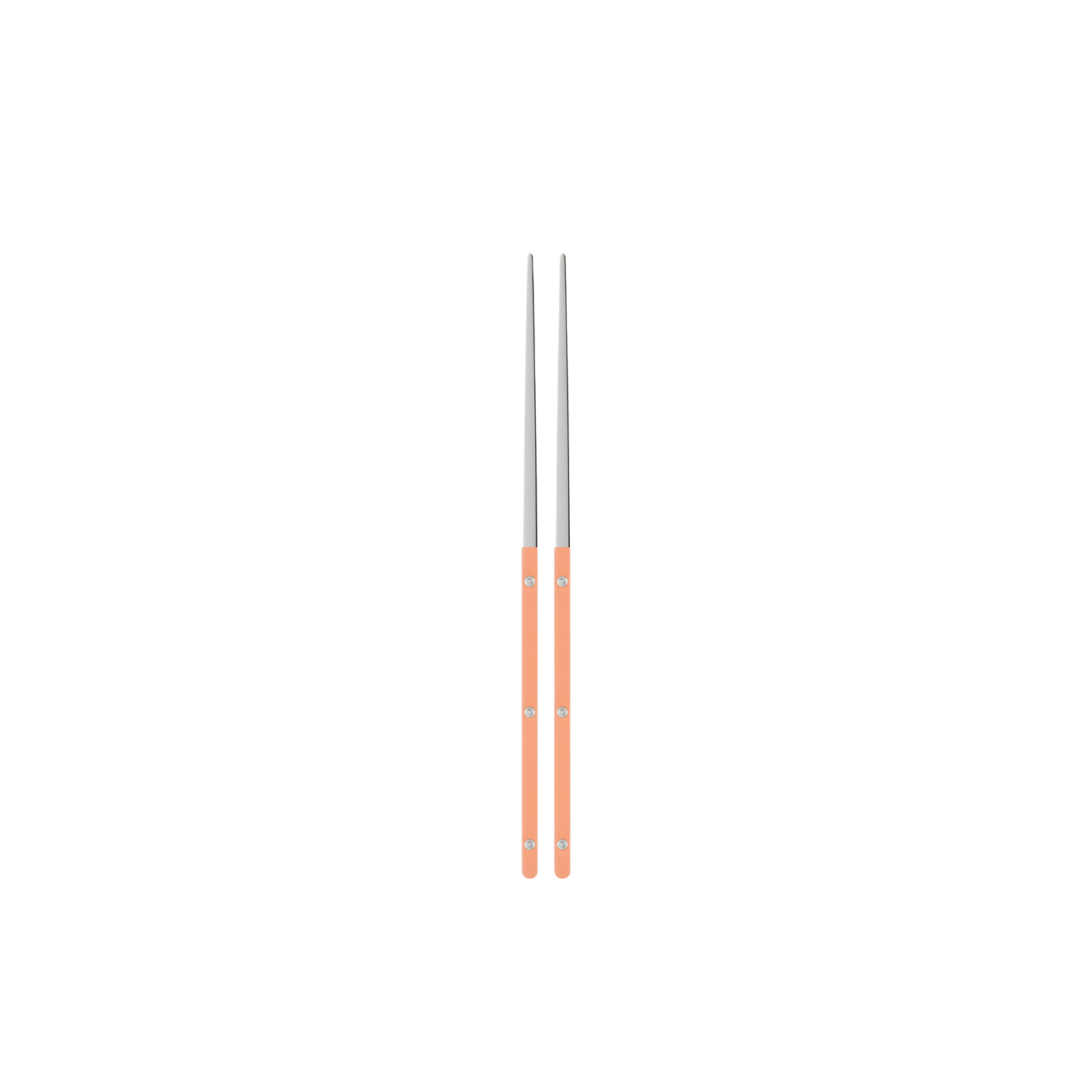 Sabre Bistrot Cutlery Chopsticks 23cm (pair) Nude pink, which is made from Inox 18/10 - Manche nylon, not dishwasher safe and not suitable in microwave oven, ergonomic design for comfortable grip, ideal for enjoying dishes such as sushi or noodles.