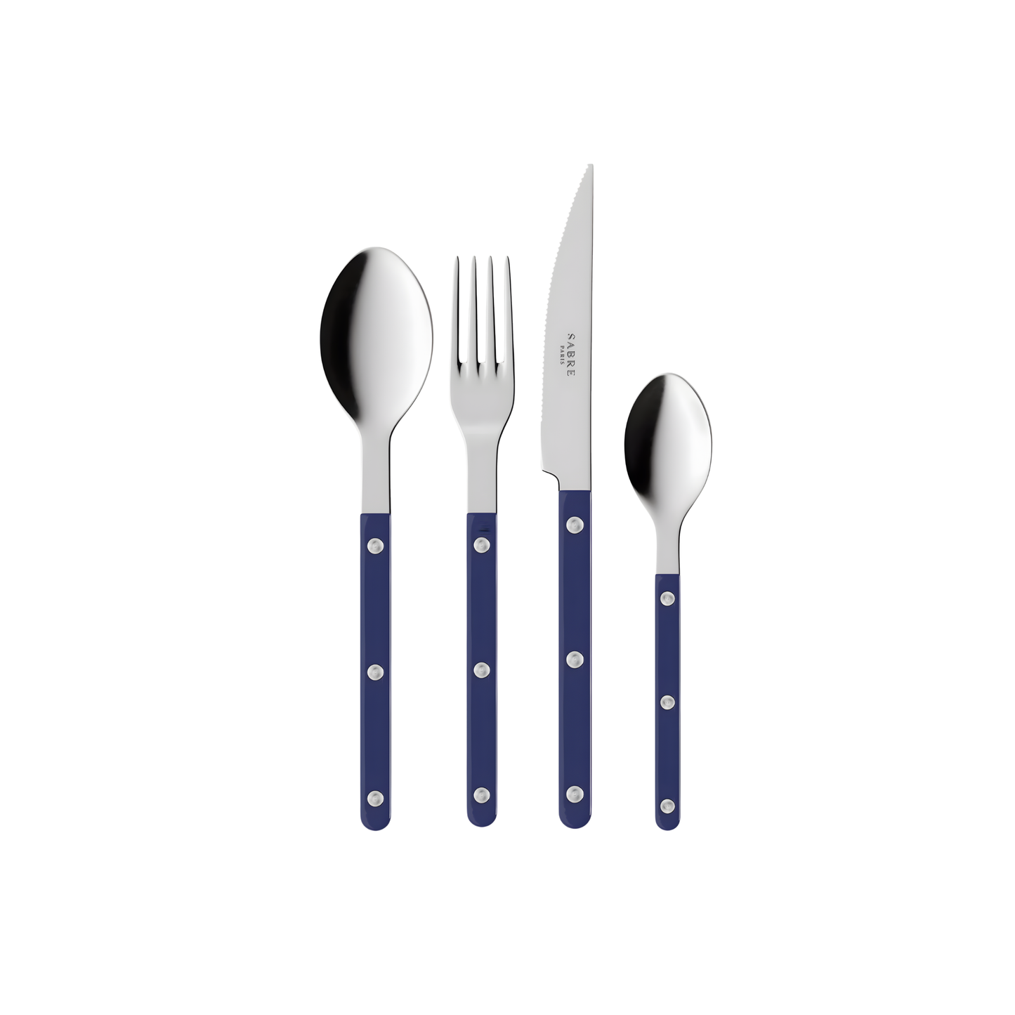 Complete utensils from the Sabre Bistrot Cutlery Navy Blue 4 Piece Set